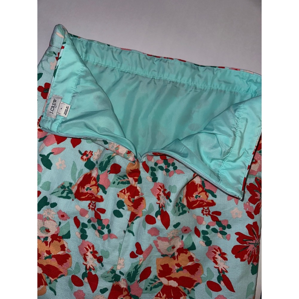 J.Crew Floral Pencil Skirt Vibrant Poppy Print Size 6 Dopamine Dressing - Picture 4 of 8